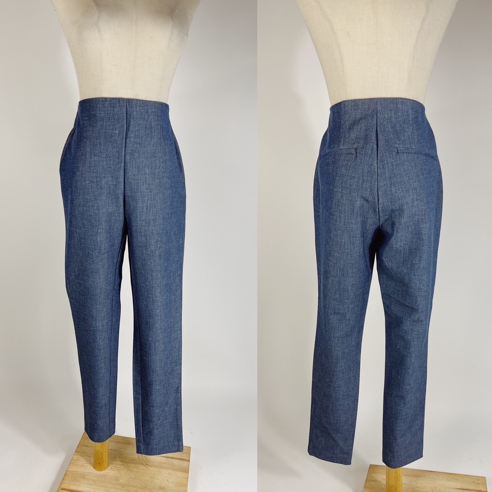 NWT LOFT High Waist Curvy Skinny Chambray Look Stretch Pants 4